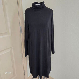 Gudrun Sjödén Black jersey Dress turtleneck Size S